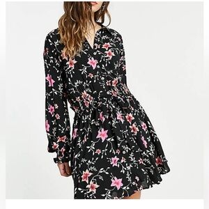Free People Lighten Up Black Floral Dress - Size M - New With Tags